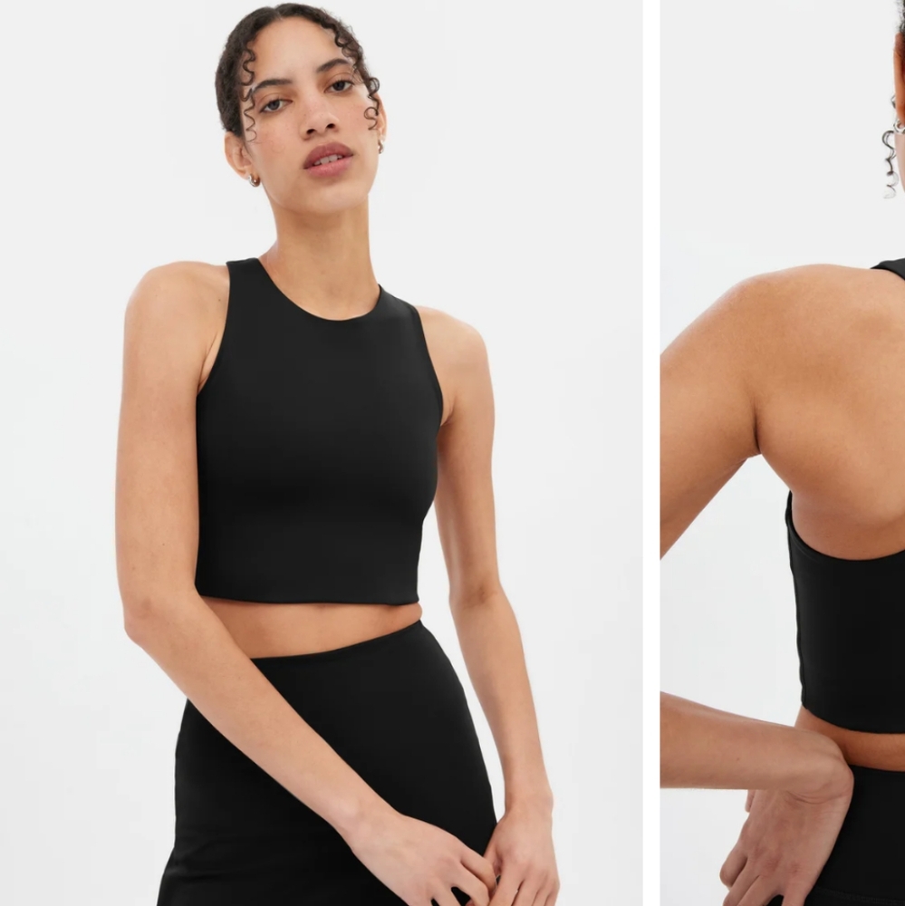 Girlfriend Collective Dylan Tank Bra In Black Size Medium